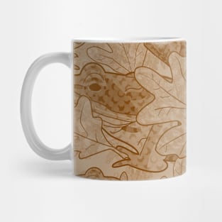 Wood Frog Under Fallen Oak Leaves Light Brown Mug